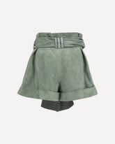 High-waisted Shorts in suede - GREEN | Base Blu