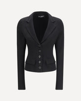 Single-breasted Jacket in stretch wool canvas - BLACK | Base Blu