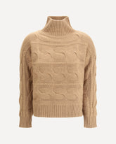 High-neck cable-knit Sweater - BROWN | Base Blu