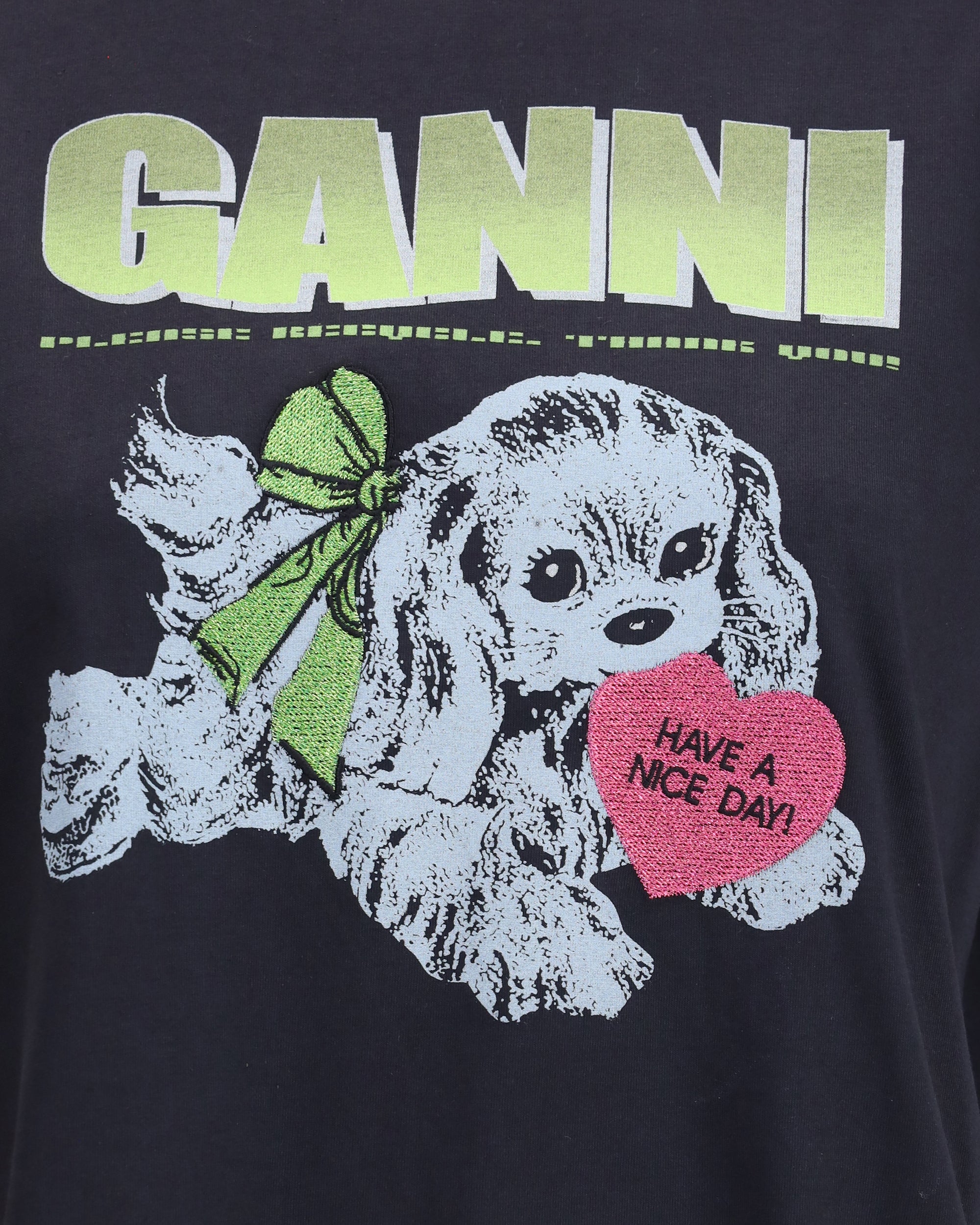 GANNI Puppy T-Shirt BLACK | Base Blu