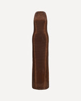 Embellished maxi Dress with cross-back straps - BROWN | Base Blu