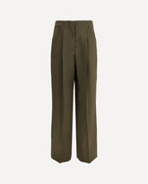 Wide-leg Trousers in Wool and Mohair - GREEN | Base Blu