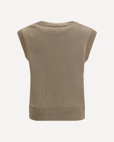 Sleeveless V-neck knitted Sweater - BEIGE | Base Blu