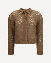 Quarto openwork Cardigan - BROWN | Base Blu