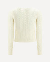 Maglione corto a trecce con logo ricamato - CREMA  | Base Blu