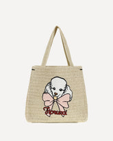 Borsa Tote in rafia con barboncino - BEIGE | Base Blu