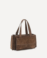 Utilitaire Shoulder Bag in suede calfskin - BROWN | Base Blu