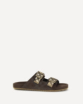 Check suede Urchin Sandals - BROWN | Base Blu