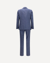 Single-breasted pinstripe Suit with patch pocket - BLUE | Base Blu