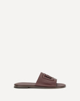 Sandali in pelle con logo - MARRONE | Base Blu