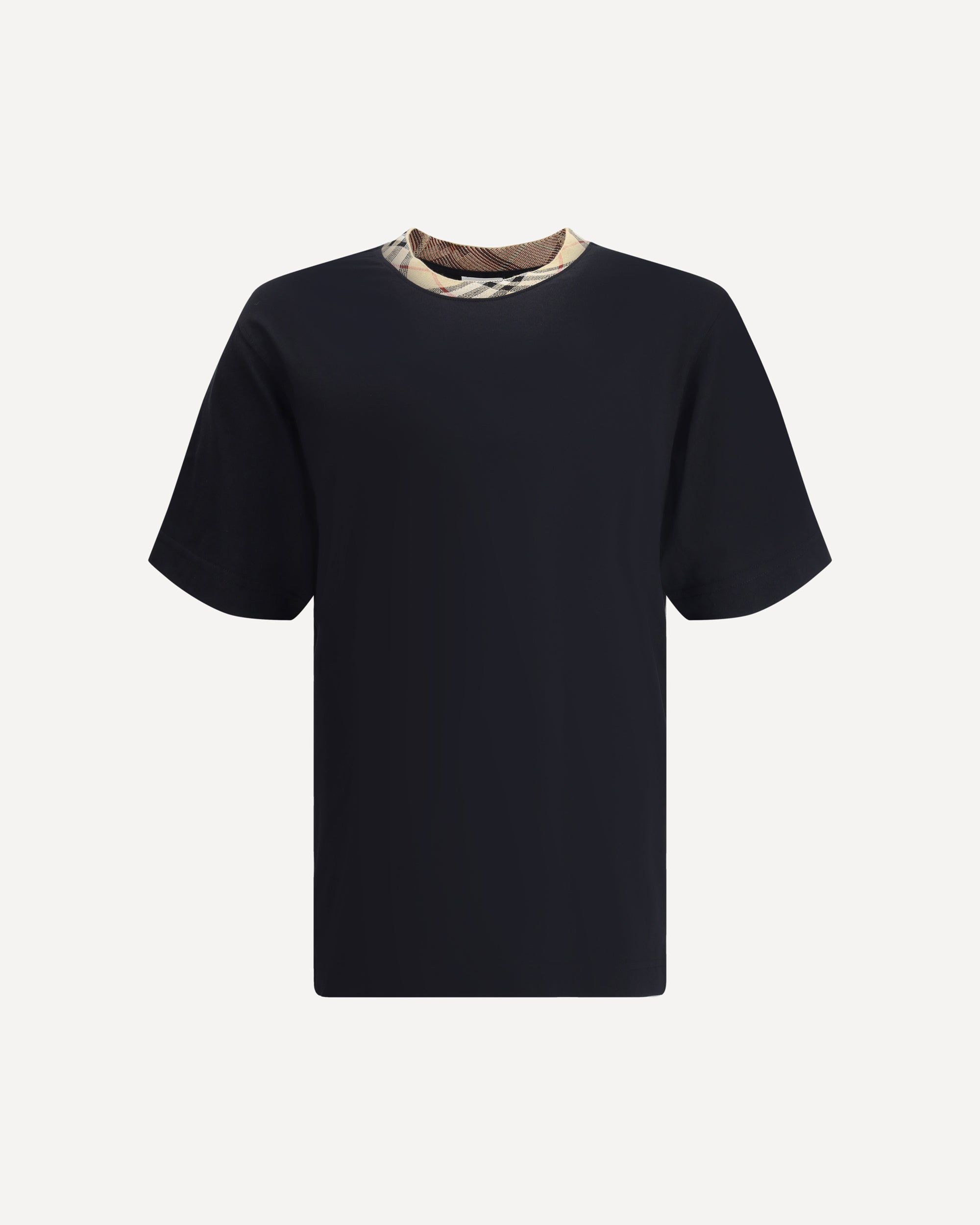 BURBERRY T-Shirt with Archivio Check collar BLACK | Base Blu