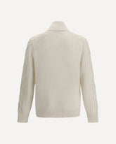 Cardigan In Cashmere a Treccia  - BIANCO | Base Blu
