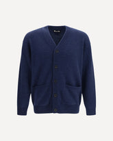 V-neck Re-cashmere Cardigan - BLUE | Base Blu