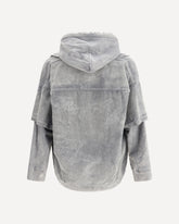 Camicia con cappuccio a strati in velluto - GRIGIO | Base Blu