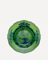 Piatto fondo in porcellana Collezione Oriente Italiano - VERDE | Base Blu