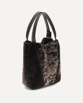 Shearling small Spin Tote Bag - BROWN | Base Blu