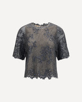 Sequined crewneck Top - GREY | Base Blu