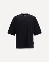 Curved logo double-layer T-shirt - BLACK | Base Blu