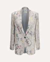 “Peonia My Love” hopsack linen-blend Jacket - PURPLE | Base Blu