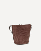 Small Sartorial Bucket Bag in raffia - BORDEAUX | Base Blu
