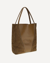 Spin Tote Bag in grenadine leather and suede - BROWN | Base Blu