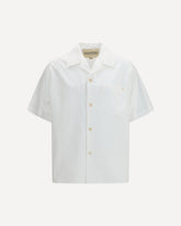 Cotton poplin bowling Shirt with VGold - WHITE | Base Blu