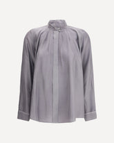 Crater-collar Shirt in habotai Silk - GREY | Base Blu