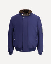 Nylon Down Jacket with a shearling collar - BLUE | Base Blu