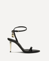 Shiny leather padlock pointy naked Sandal - BLACK | Base Blu