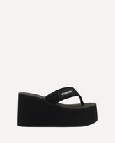 Branded Wedge Sandals - BLACK | Base Blu