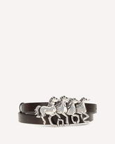 Running Horses leather Belt - BLACK | Base Blu