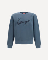 Kenzo signature embroidered cotton Sweatshirt - BLUE | Base Blu