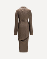 Asymmetric Wrap Dress with knot fastening - BROWN | Base Blu