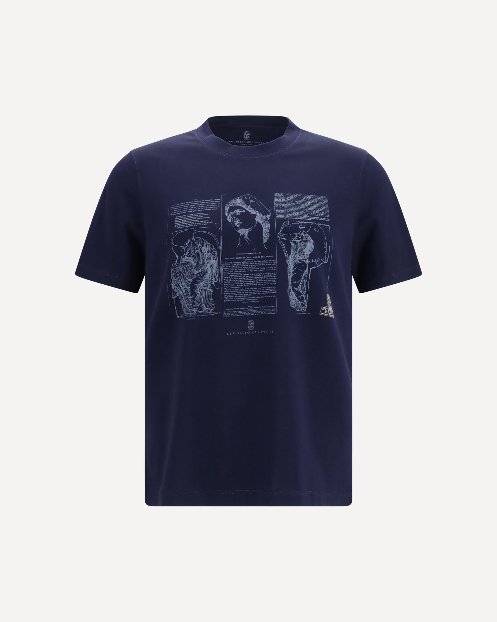 BRUNELLO CUCINELLI Cotton printed T-shirt BLUE | Base Blu
