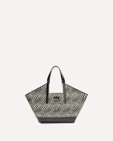 Raffia effect fabric Tote Bag - BLACK | Base Blu
