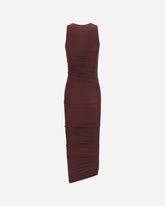 Asymmetric semi-sheer midi Dress - BORDEAUX | Base Blu