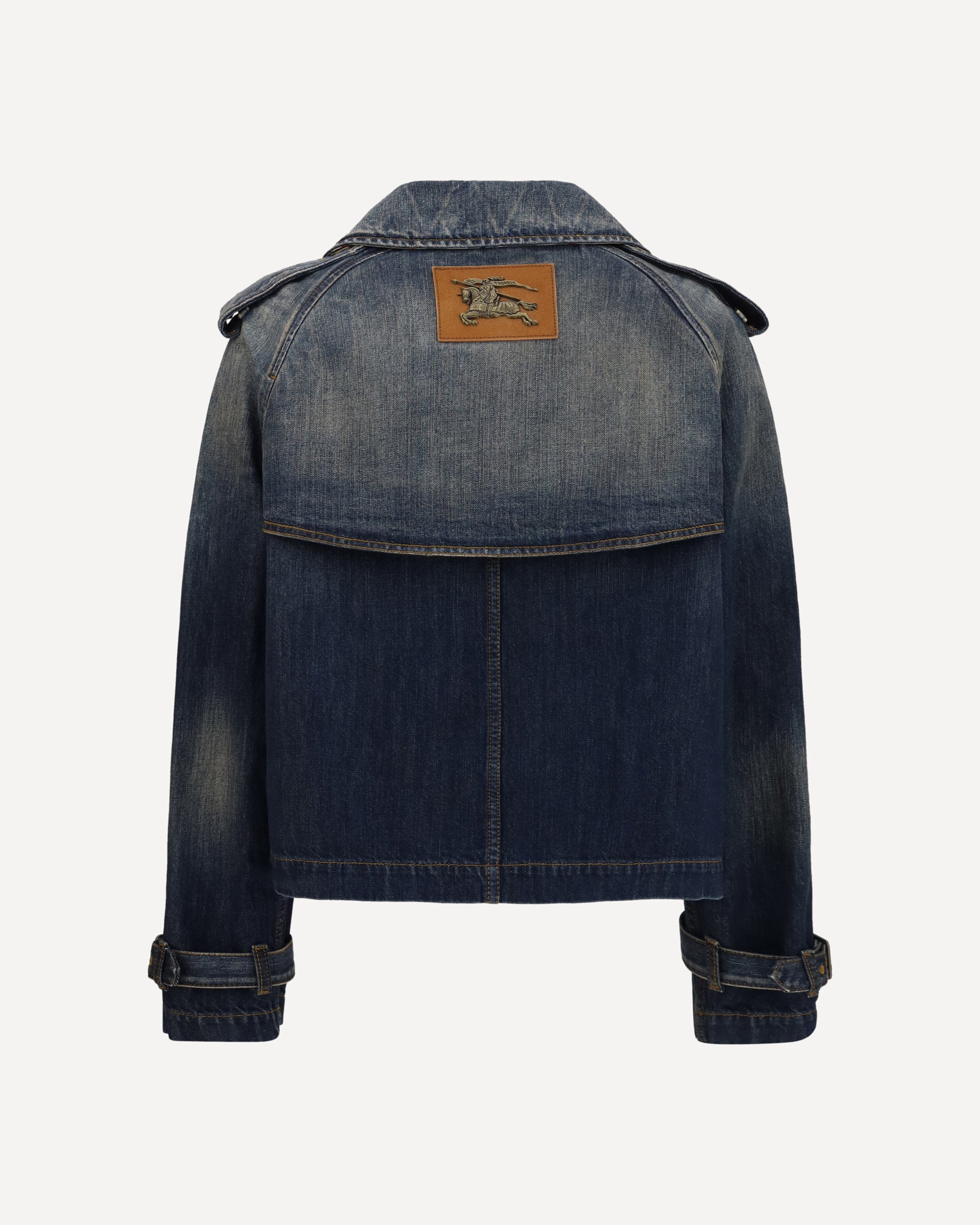 BURBERRY Cropped double-breasted denim Jacket BLUE | Base Blu