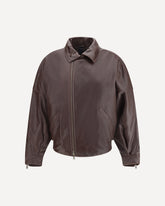 Oversized leather Jacket - BROWN | Base Blu