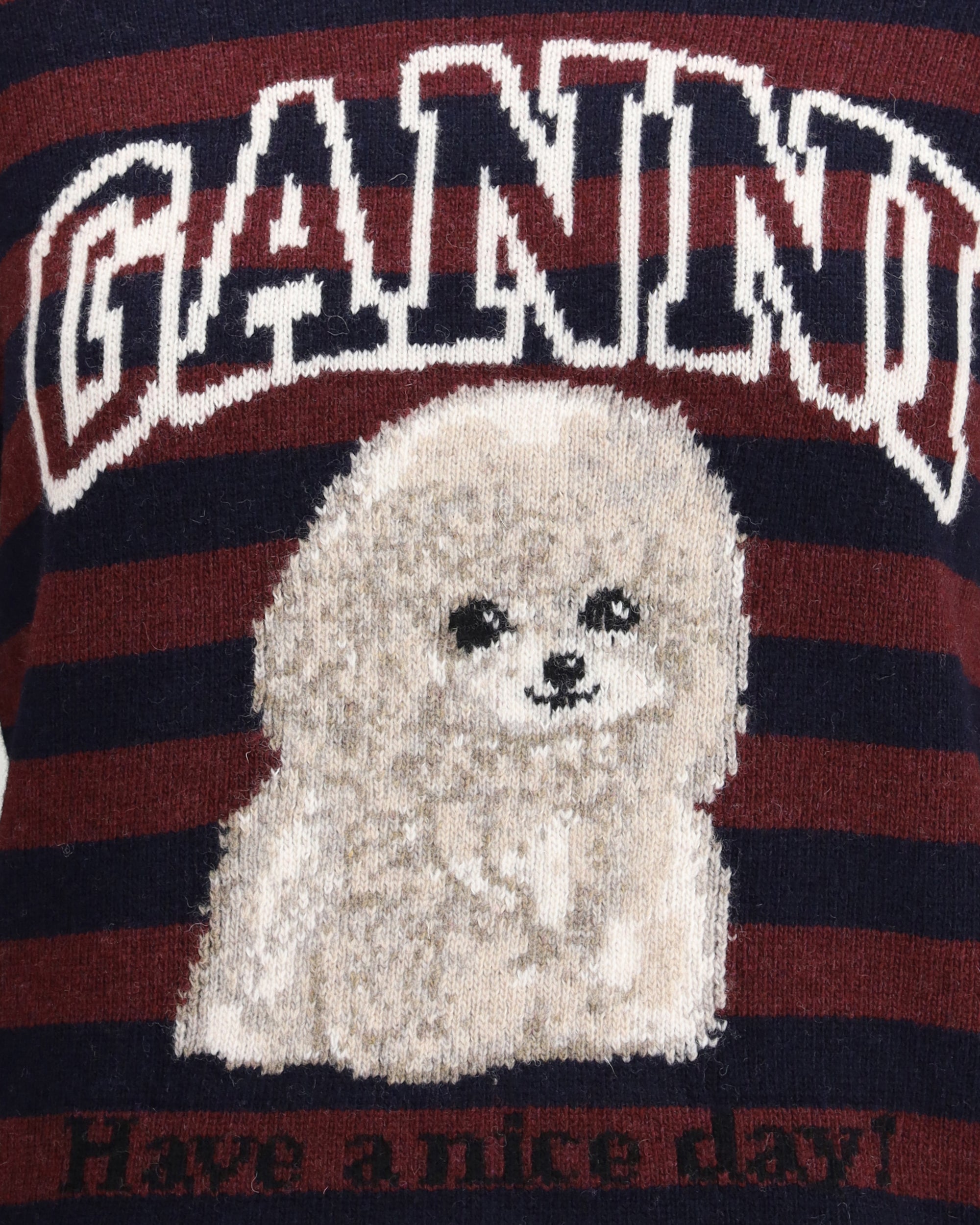 GANNI ノースリーブセーター 犬柄 GANNI Poodle striped Sweater MULTICOLOUR | Base Blu