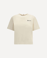 Cotton T-shirt with embossed logo - CREAM | Base Blu