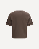 Cotton T-shirt with jewel embellishment - BROWN | Base Blu