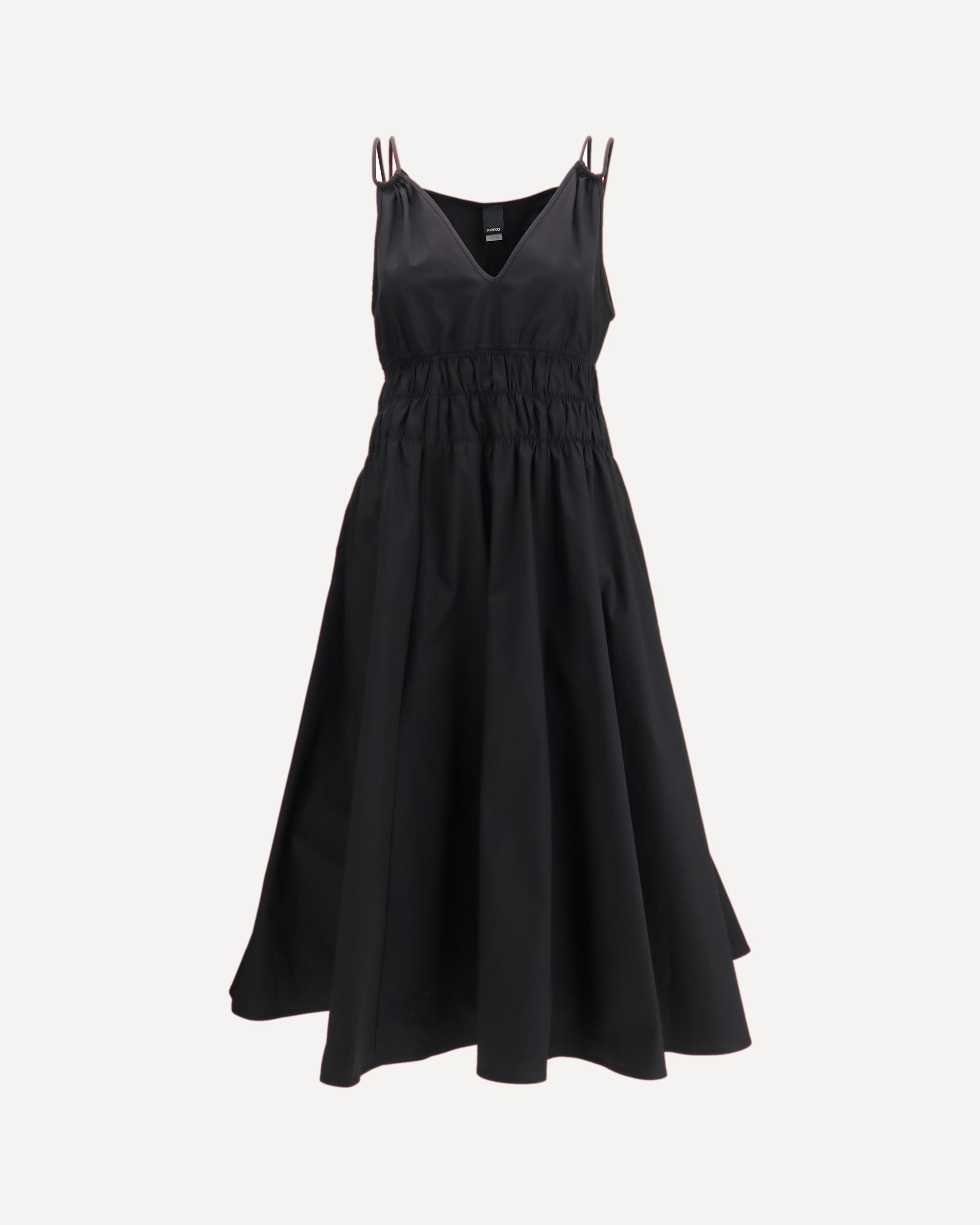 PINKO Shirred V-neck Dress BLACK