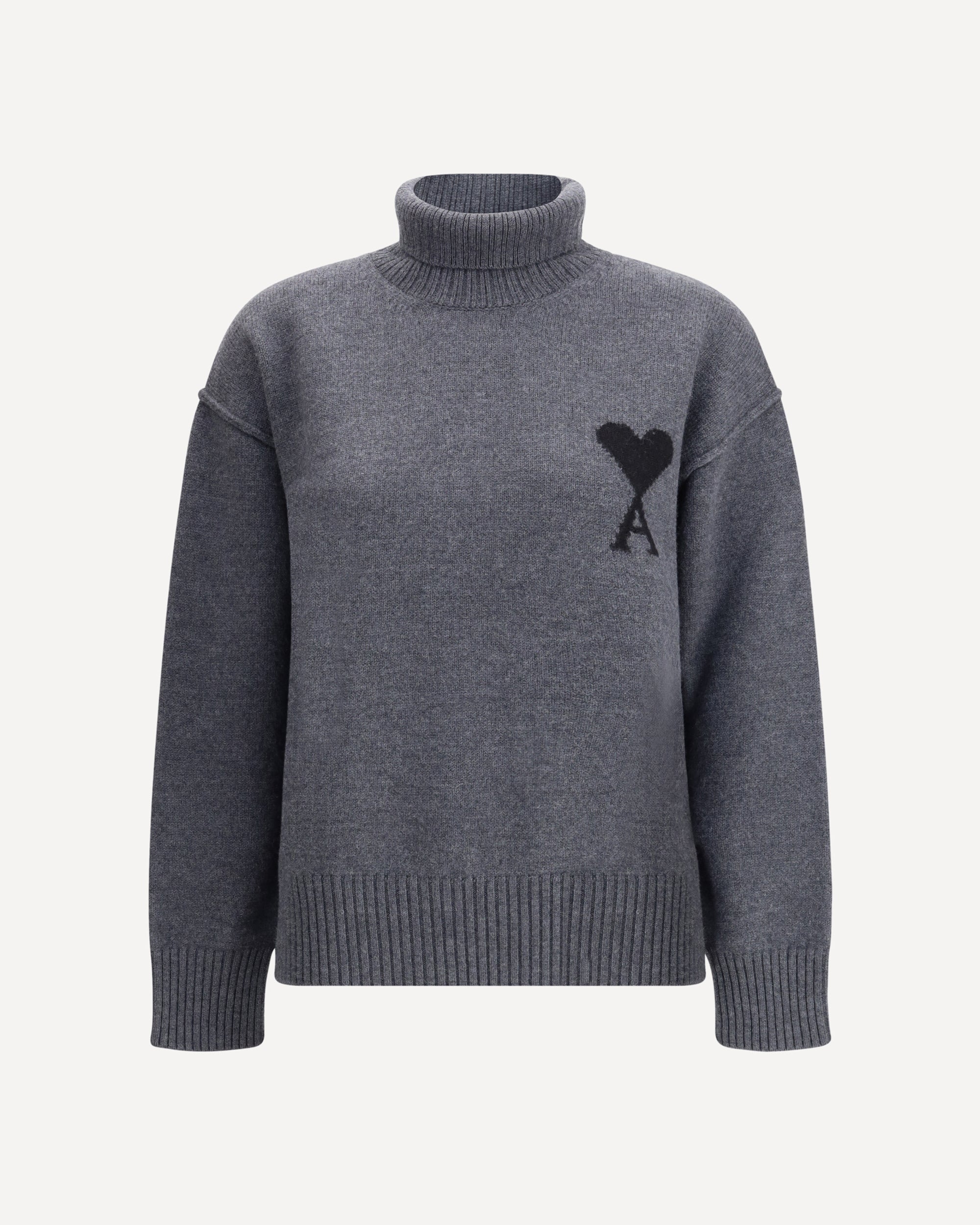 AMI PARIS Ami De Coeur Turtleneck Sweater GREY | Base Blu