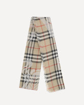 Wide wool and silk Check Scarf with EKD - BEIGE | Base Blu