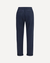 Drawstring Pants in cotton and silk blend - BLUE | Base Blu