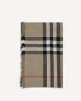 Check reversible wool and silk Scarf - BEIGE | Base Blu