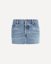 Frayed hem denim mini Skirt - BLUE | Base Blu