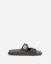 Double-strap leather Sandals - BLACK | Base Blu