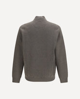 Double cashmere Cardigan with zip and logo - GREEN | Base Blu