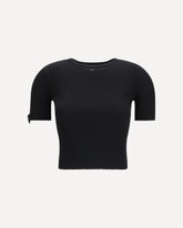 Top crop a costine - NERO | Base Blu